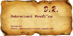 Debreczeni Rovéna névjegykártya